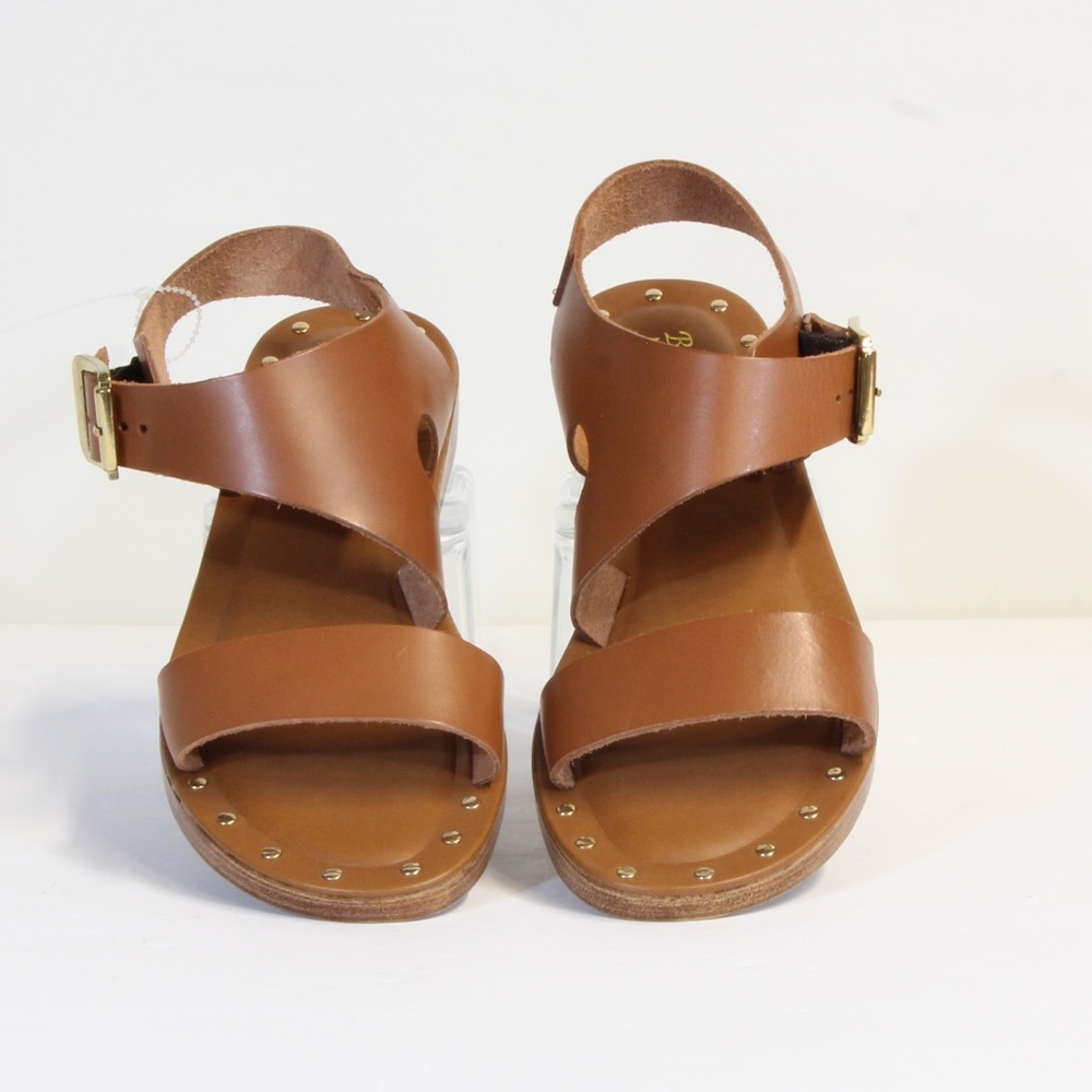 Bella Vita Womens 2B9T Slingback Leather Tan Open Toe Casual Flat Sandals